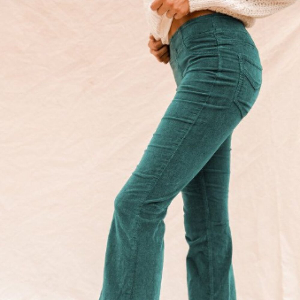 Free People Jayde Cord Flare pants in a teal (24)